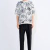 Tops Christian Wijnants | Klowa Oversized Boxy Knit Top With Flower Jacquard