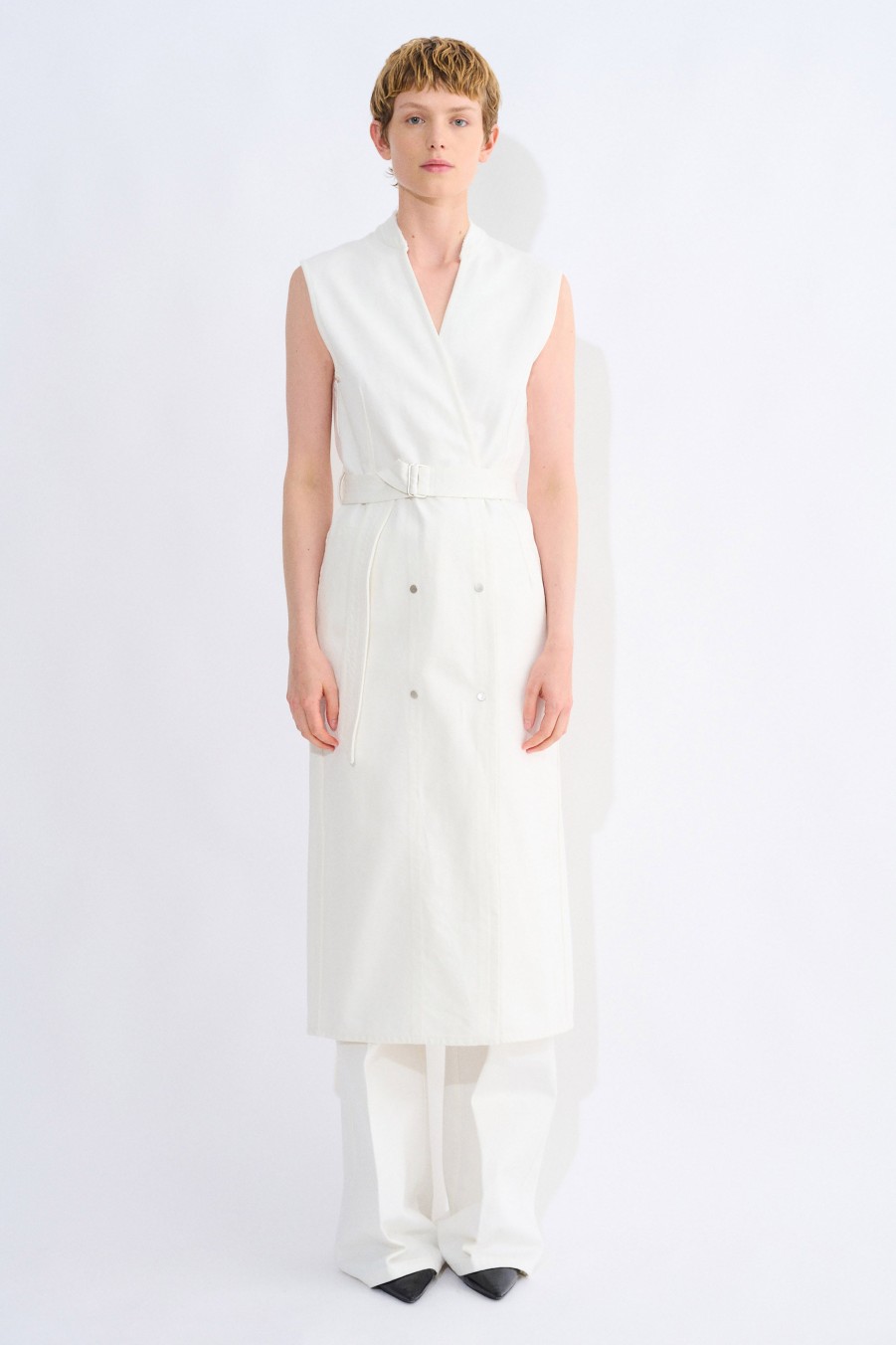 Dresses Christian Wijnants | Demba Sleeveless Denim Dress With Belt