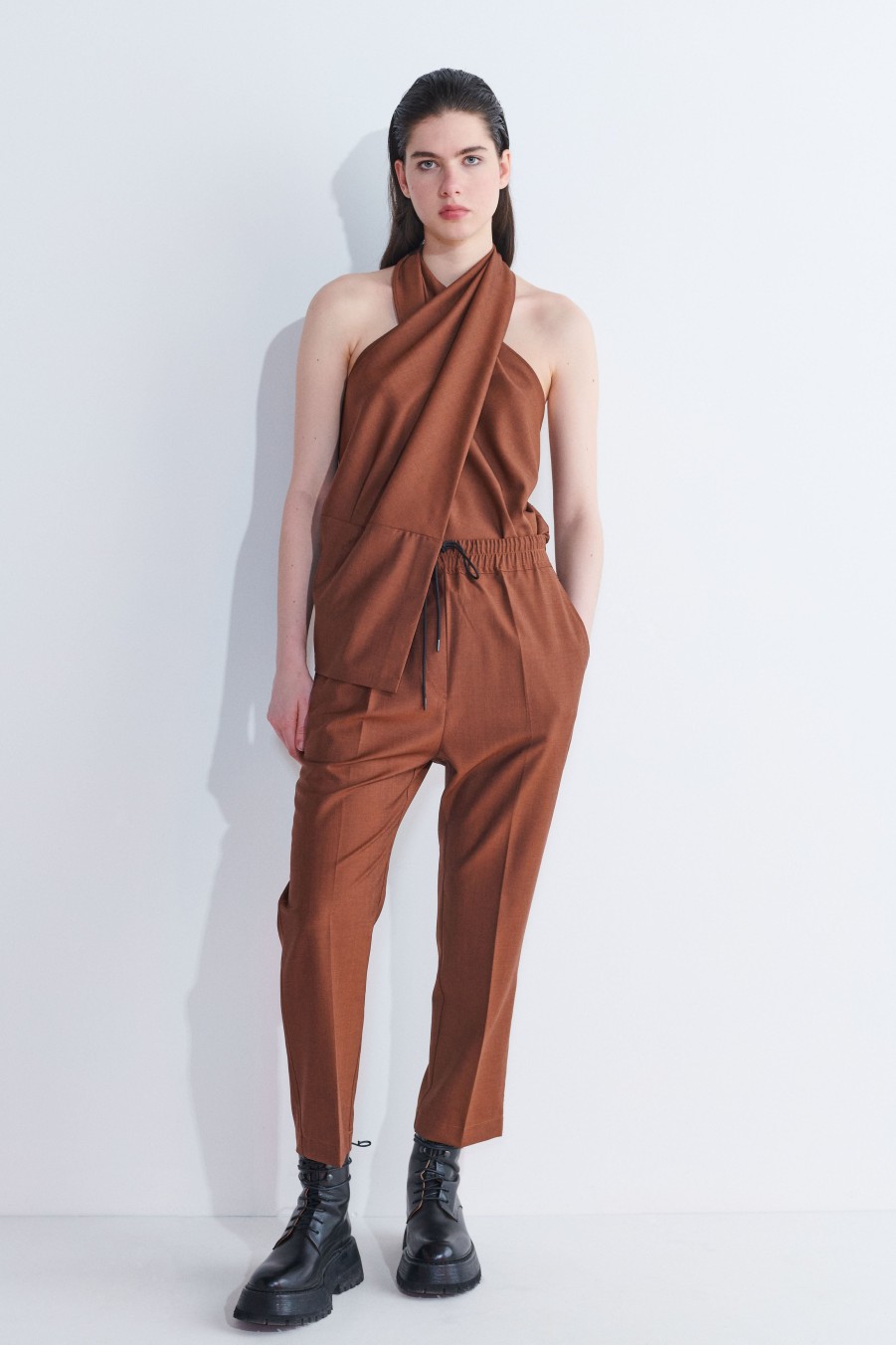 Trousers Christian Wijnants | Pilar Cropped Elastic Waist Trousers