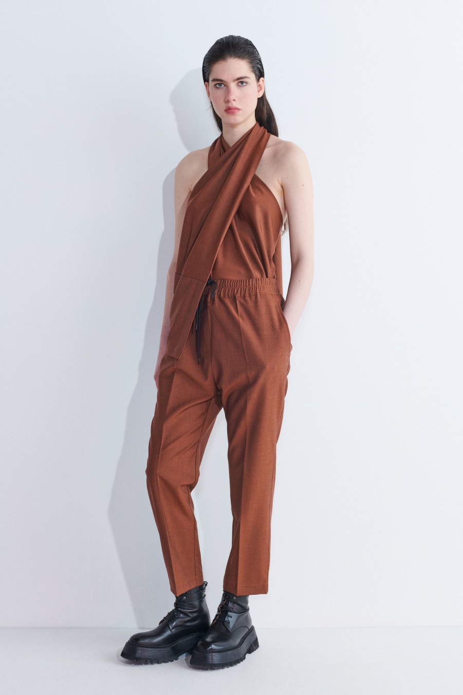 Trousers Christian Wijnants | Pilar Cropped Elastic Waist Trousers