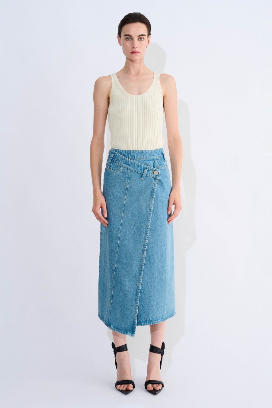 Skirts Christian Wijnants | Sadiq Asymetrical Denim Wrap Skirt