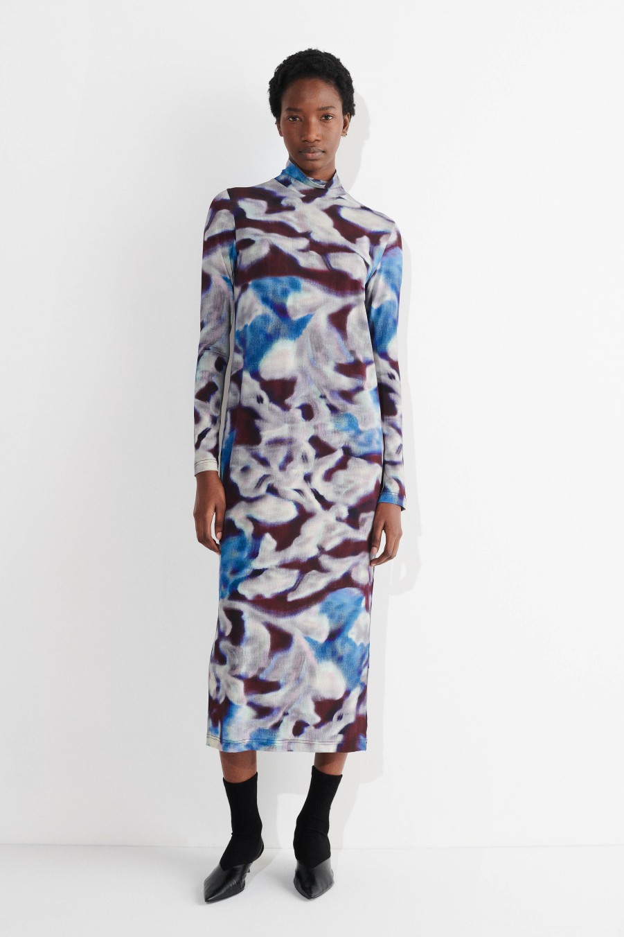 Dresses Christian Wijnants | Dewis Long Sleeve Jersey Dress With Turtleneck