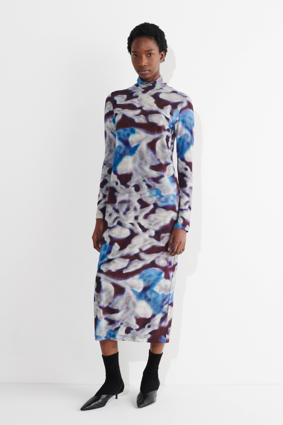 Dresses Christian Wijnants | Dewis Long Sleeve Jersey Dress With Turtleneck