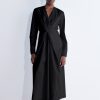 Dresses Christian Wijnants | Darkah Long Sleeve Mid Length Dress With Knot Detail