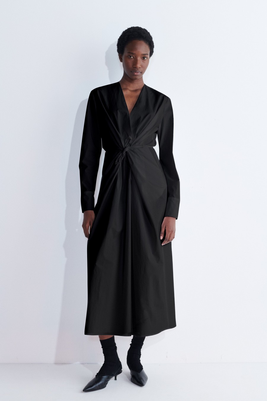 Dresses Christian Wijnants | Darkah Long Sleeve Mid Length Dress With Knot Detail