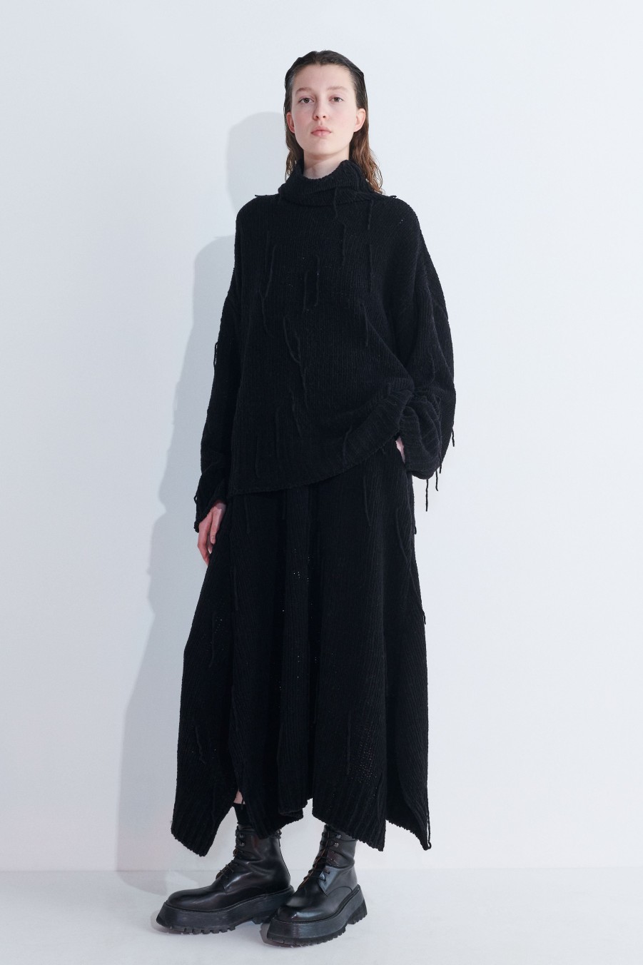 Knits Christian Wijnants | Kyve Oversized Sweater With Fringes And High Collar