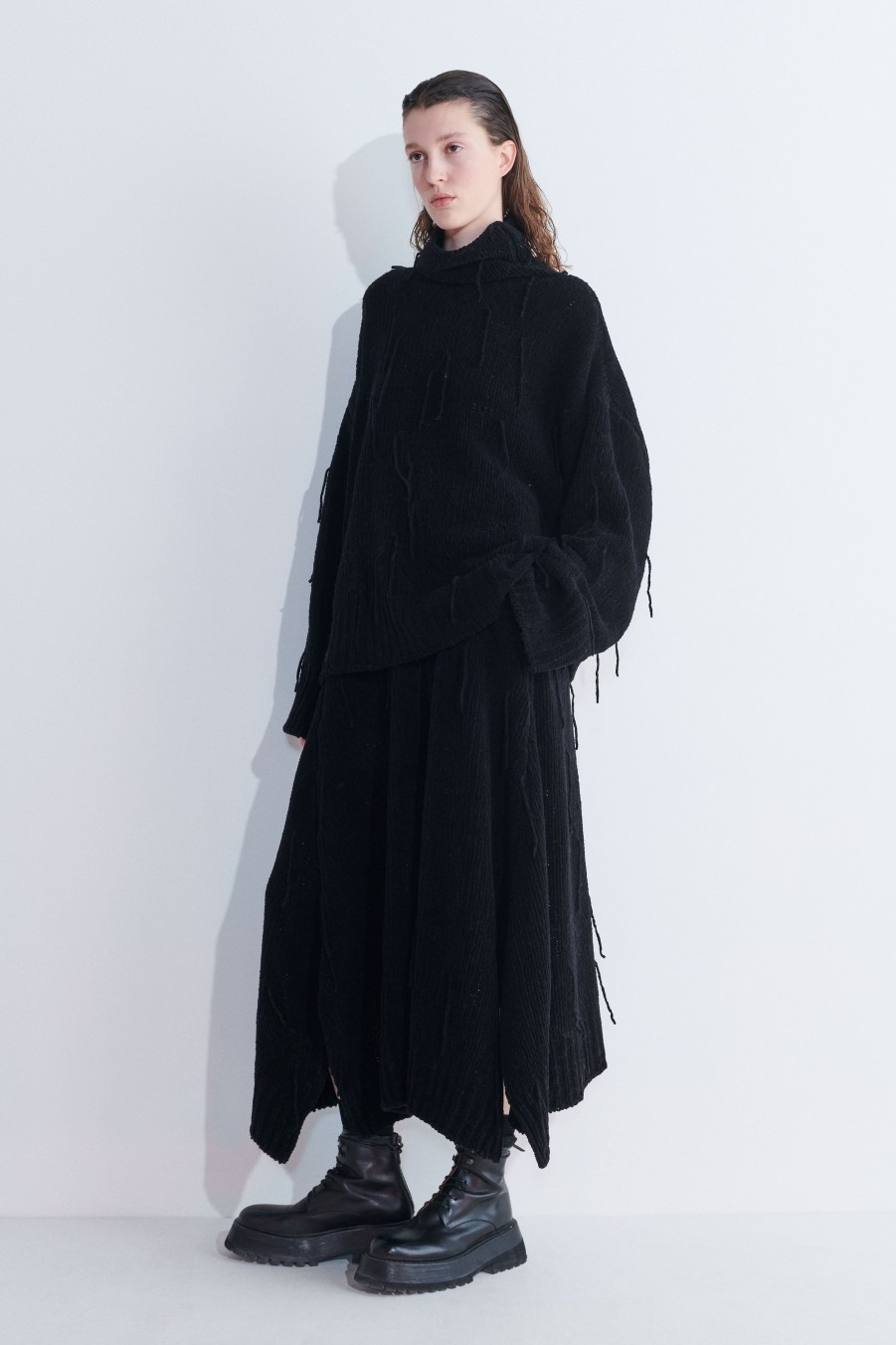 Knits Christian Wijnants | Kyve Oversized Sweater With Fringes And High Collar