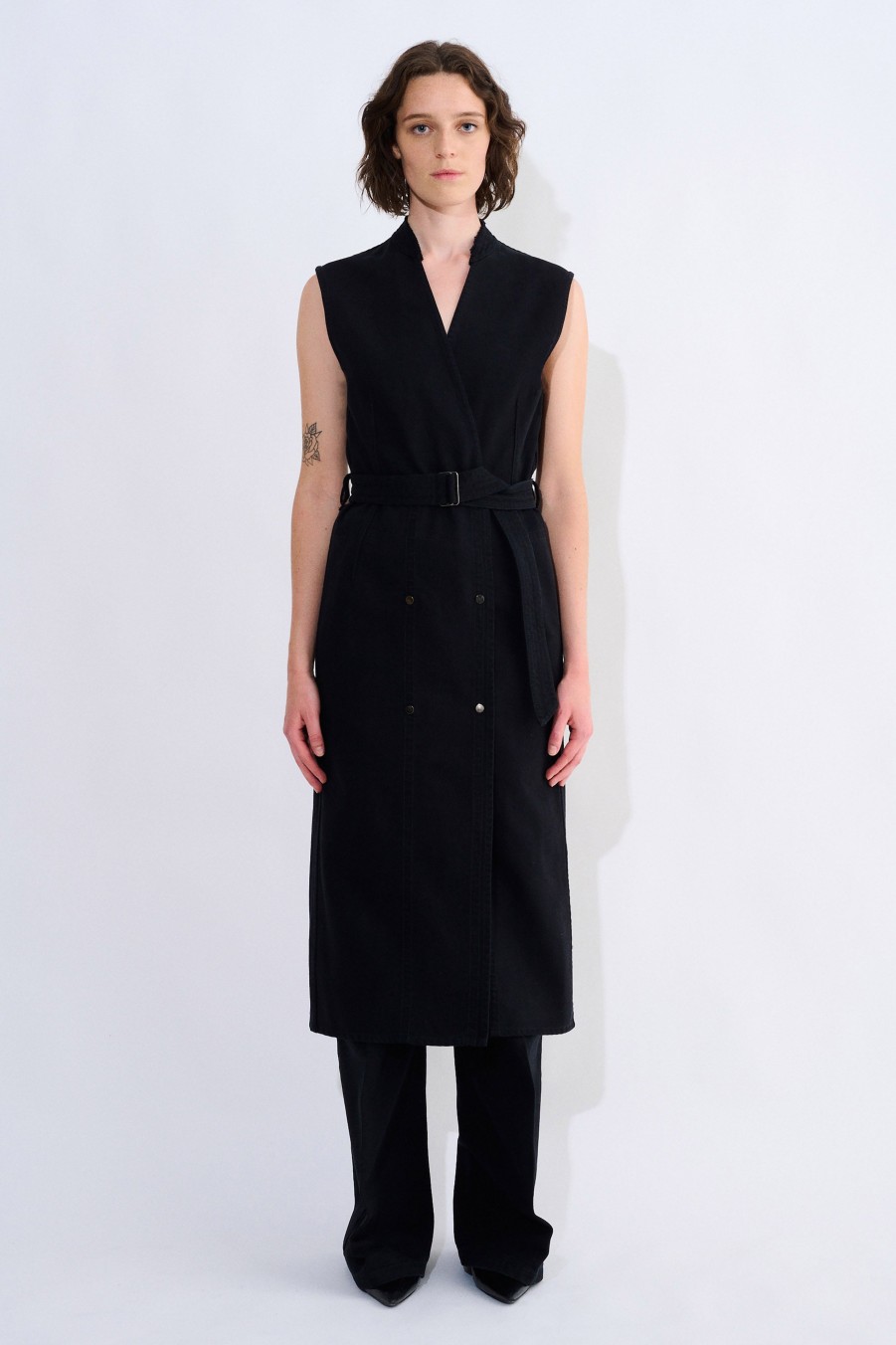 Dresses Christian Wijnants | Demba Sleeveless Denim Dress With Belt