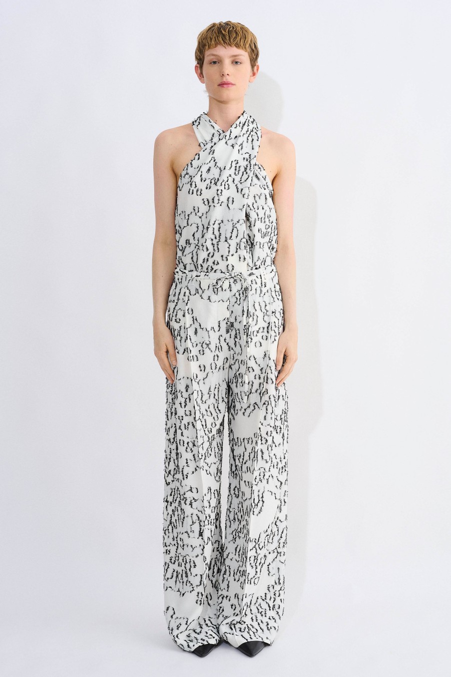 Trousers Christian Wijnants | Pamir Wide Leg Trouser With Waist String Detail