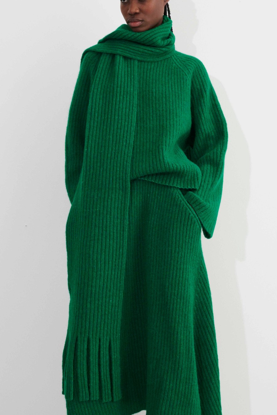 Knits Christian Wijnants | Kusco Rib Knitted Scarf With Fringes