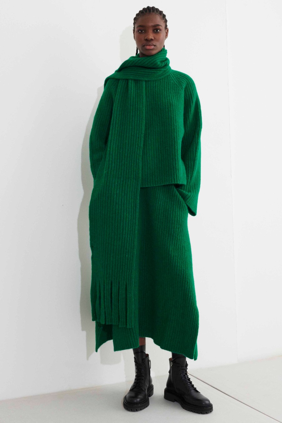 Knits Christian Wijnants | Kusco Rib Knitted Scarf With Fringes