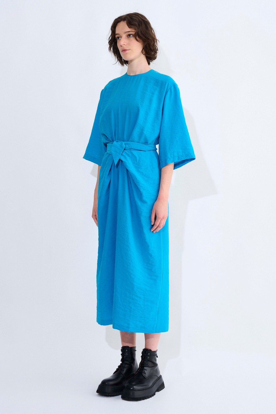 Dresses Christian Wijnants | Dembet Short Sleeve Dress With Drapped Knot