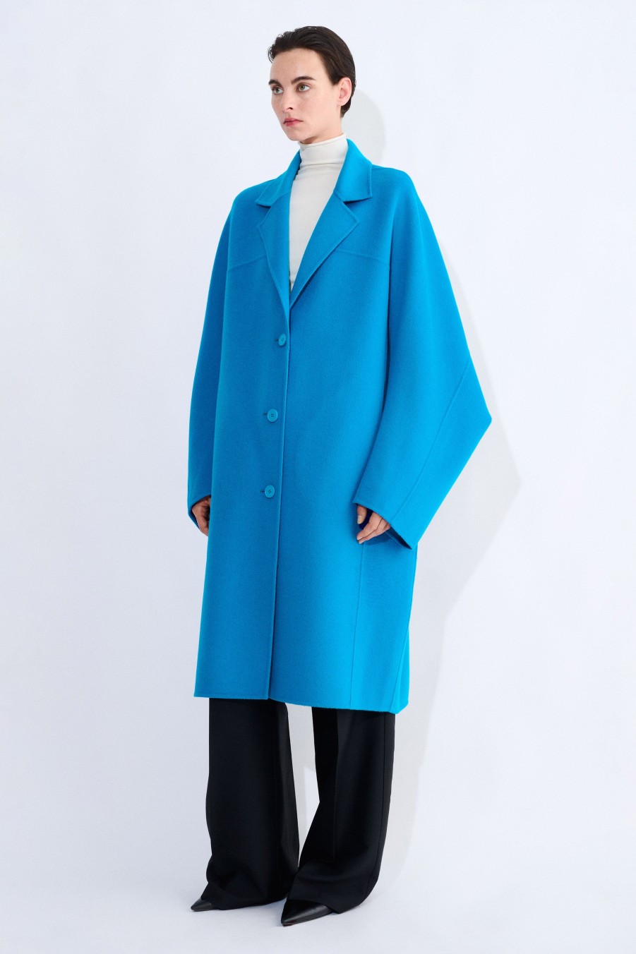 Coats & Jackets Christian Wijnants | Camar Double Face Coat With Special Sleeve And Lapel