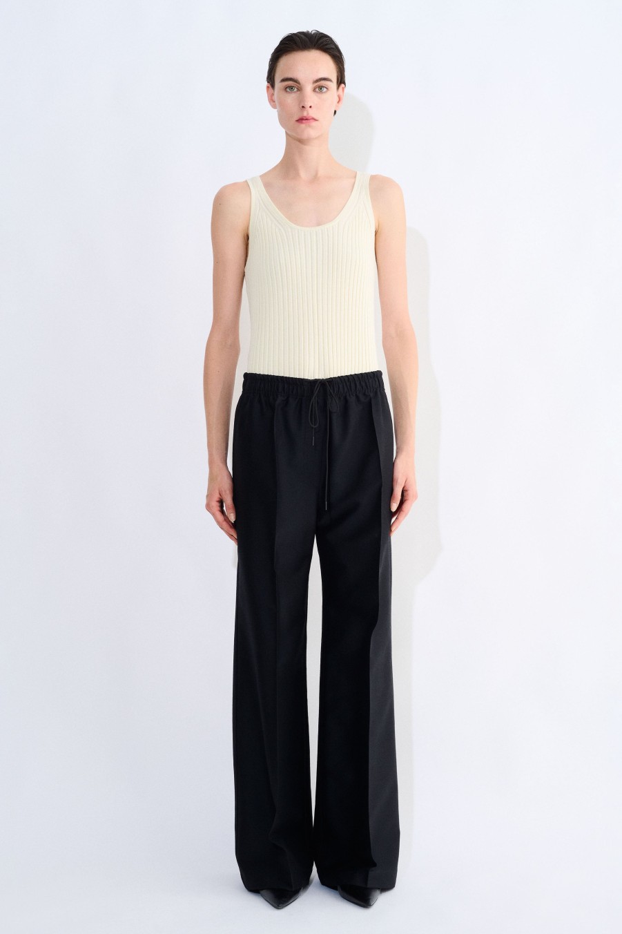 Trousers Christian Wijnants | Picaia Wide Leg Pants With Elastic Waist & Drawstring