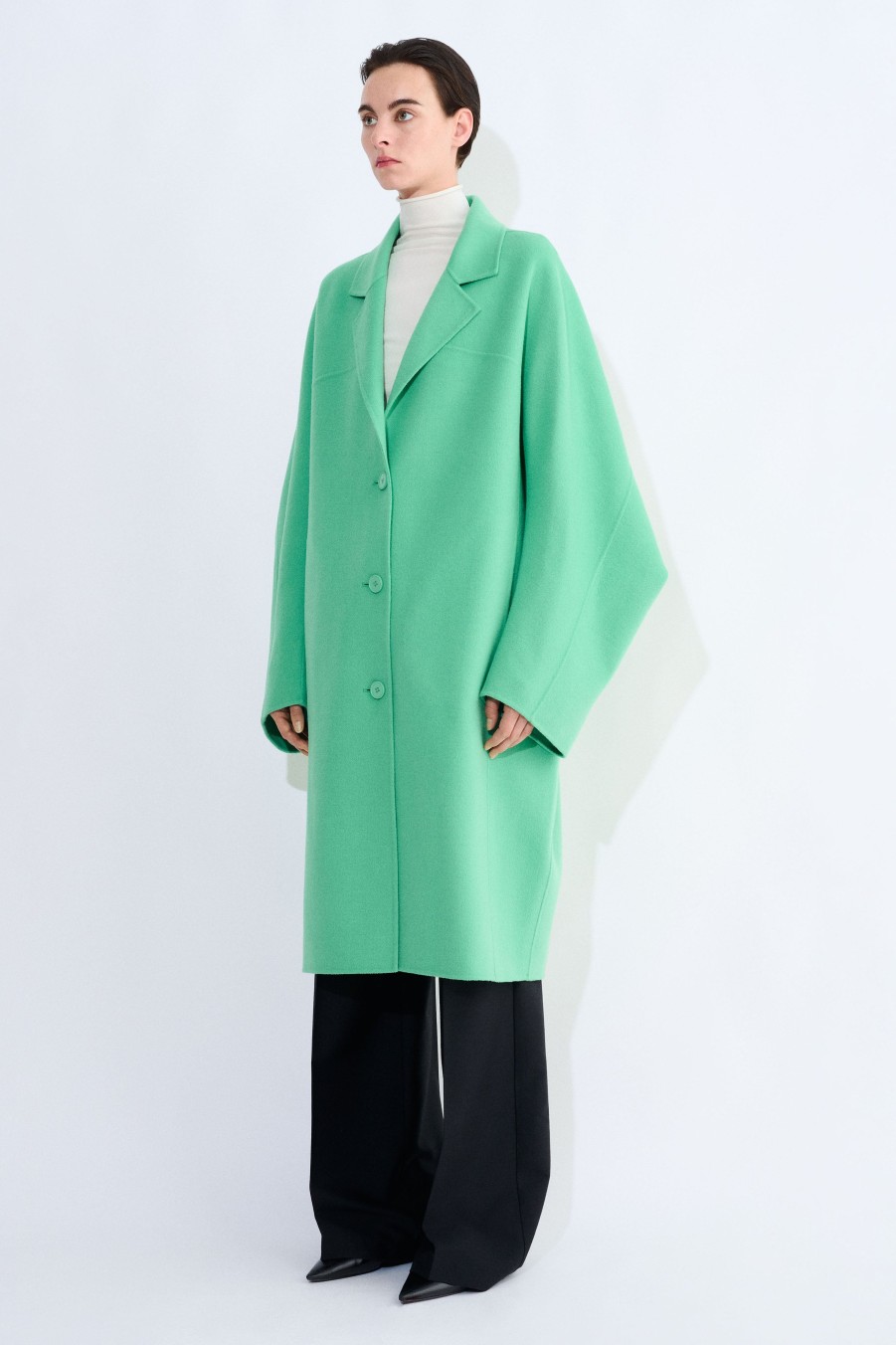 Coats & Jackets Christian Wijnants | Camar Double Face Coat With Special Sleeve And Lapel