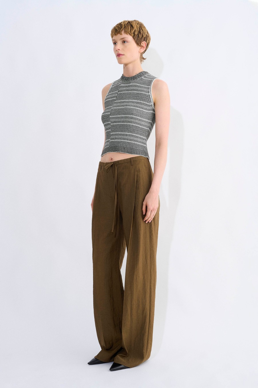 Trousers Christian Wijnants | Pamir Wide Leg Trouser With Waist String Detail