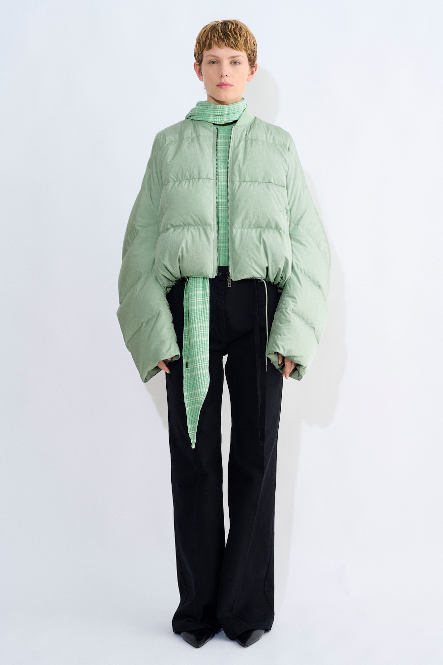 Coats & Jackets Christian Wijnants | Jumoke Cropped Down Jacket With Special Sleeve