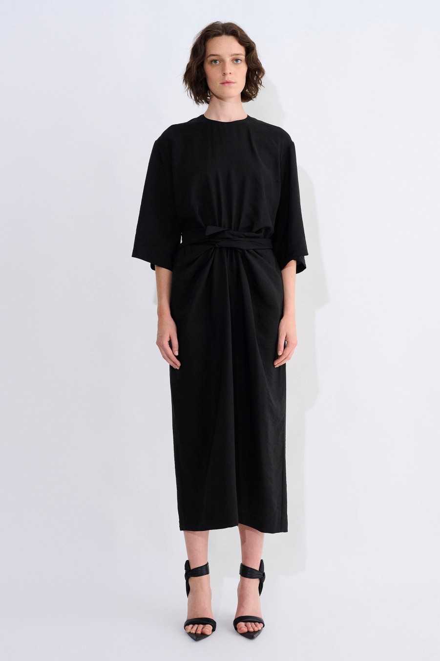 Dresses Christian Wijnants | Dembet Short Sleeve Dress With Drapped Knot