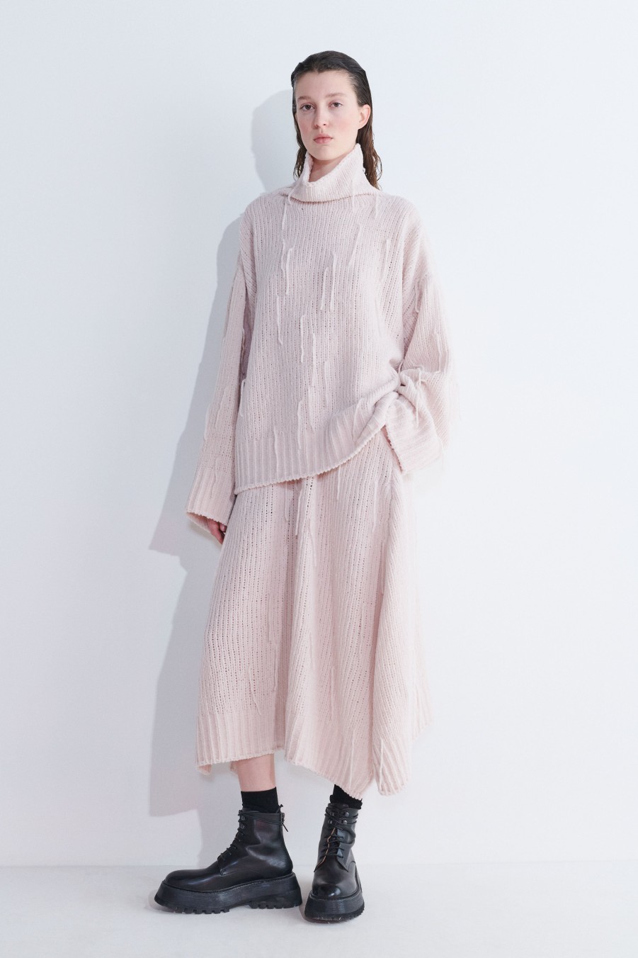 Knits Christian Wijnants | Kyve Oversized Sweater With Fringes And High Collar