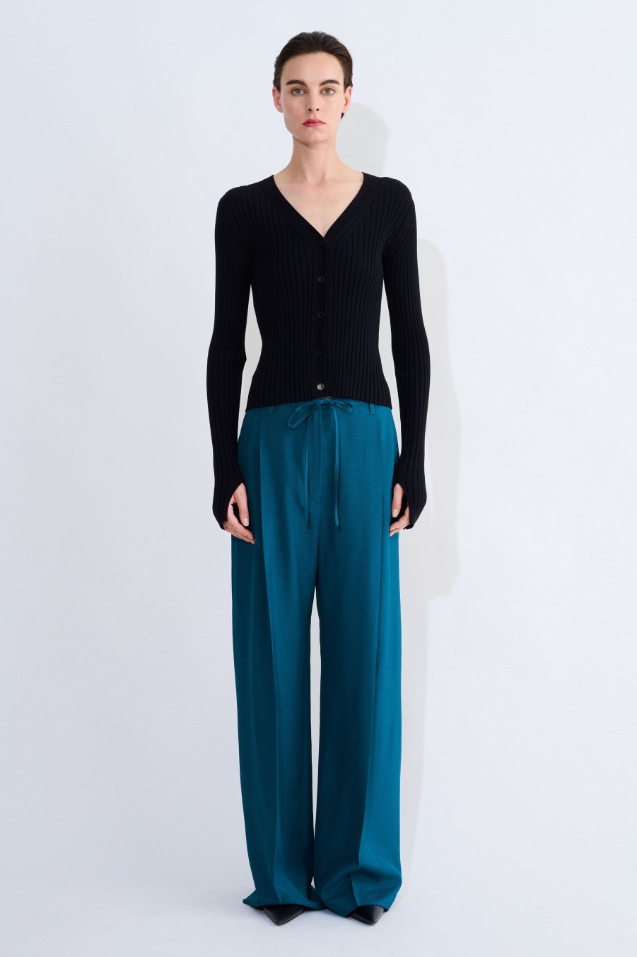 Trousers Christian Wijnants | Pamir Wide Leg Trouser With Waist String Detail